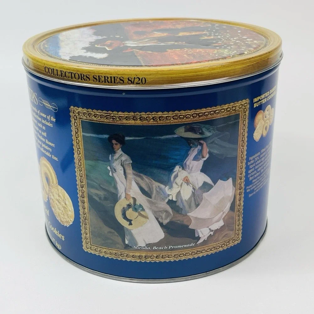Danish Holiday Cookie Tin The Masters Large Round 7.5x9